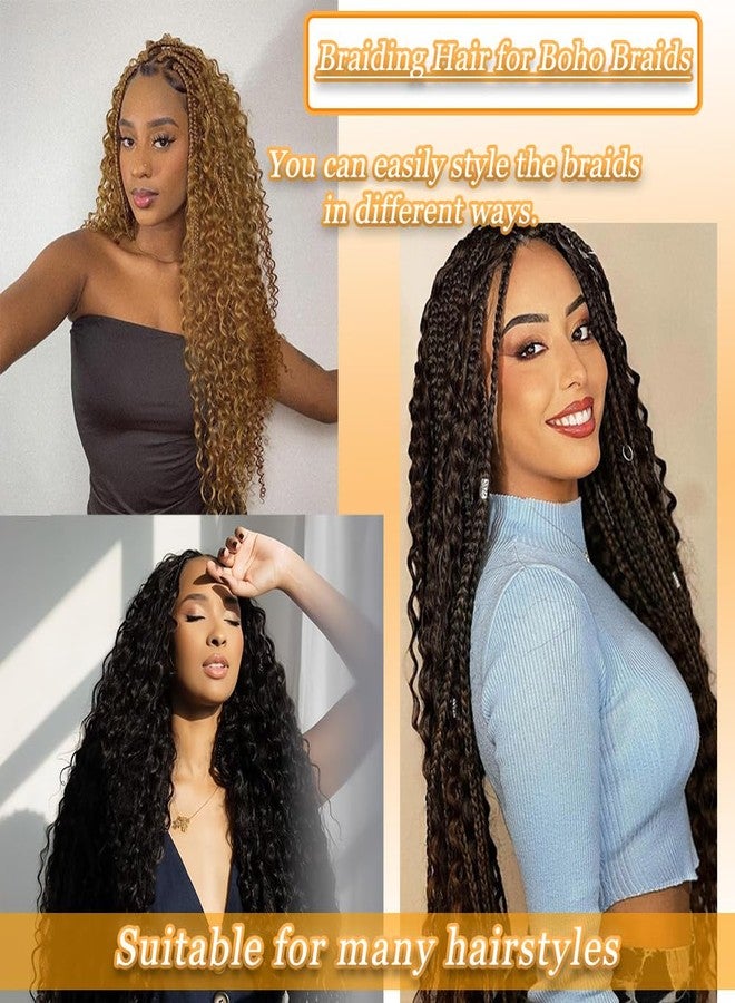 JINHUI Human Braiding Hair Mix Synthetic Deep Wave Bulk Hair for Braiding, 18 Inch Wet and Wavy Braiding Hair 2 Pcs Boho Hair for Braiding Curly Bohemian Hair Extensions - Image 5